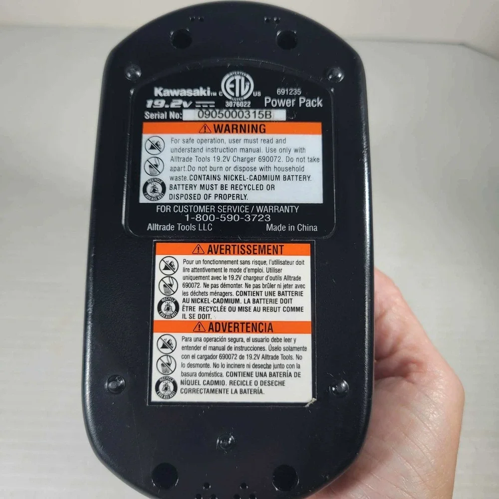 Kawasaki 19.2V Power Pack Battery 691235 Alltrade Tools Black Good TESTED 19.2v